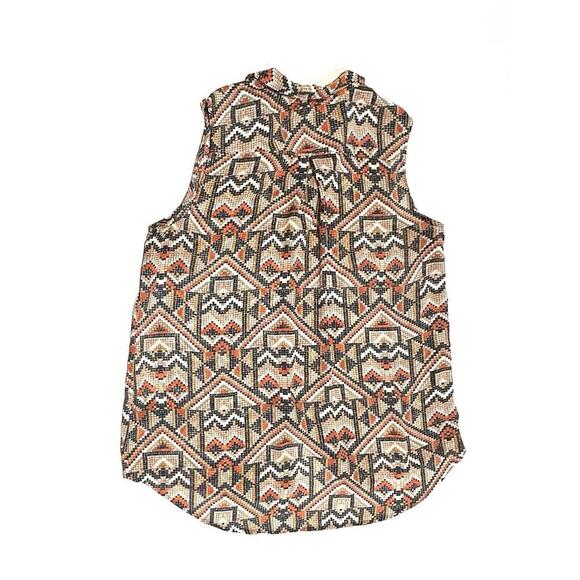 H&M Wonens Blouse Top Button Up Sleeveless Geometric Pattern Multicolor Size 12 - Picture 12 of 12